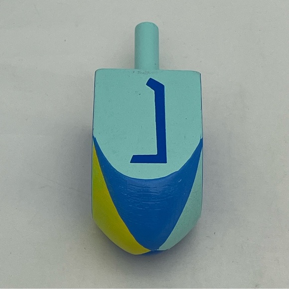 Larger Unbranded Wooden Green And Blue Hanukkah Dreidel - Picture 5 of 16